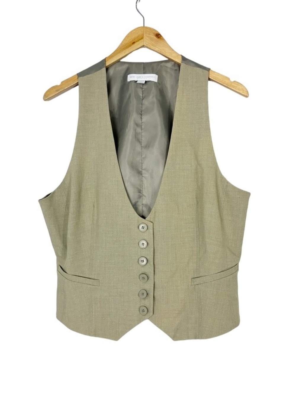 NEW YORK & COMPANY Stretch Tailored Vest Neutral Tan Size 16